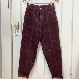 High waisted maroon corduroys!
